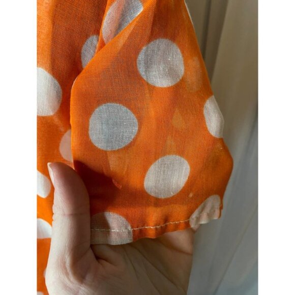 Dress Vintage 60s drop waist polka dot orange white - Picture 12 of 13